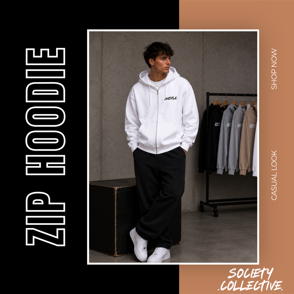 SOCIETY.COLLECTIVE.  Zip Hoodie – HUSTLE