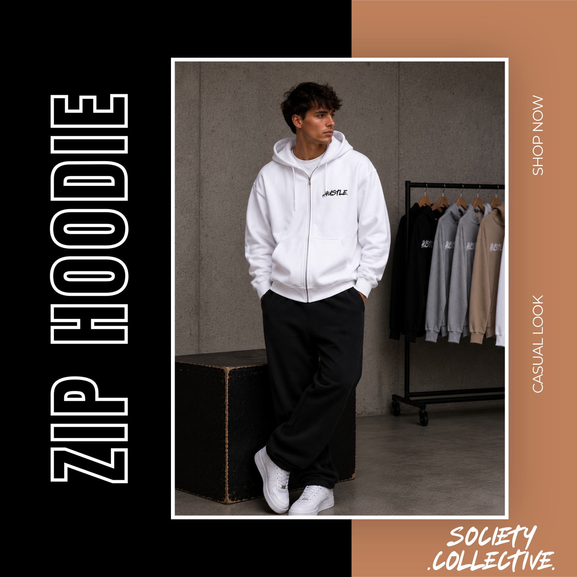 SOCIETY.COLLECTIVE.  Zip Hoodie – HUSTLE