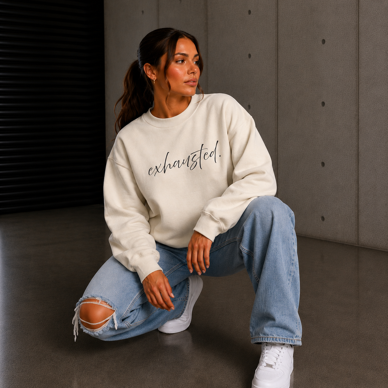 Exhausted. Crewneck