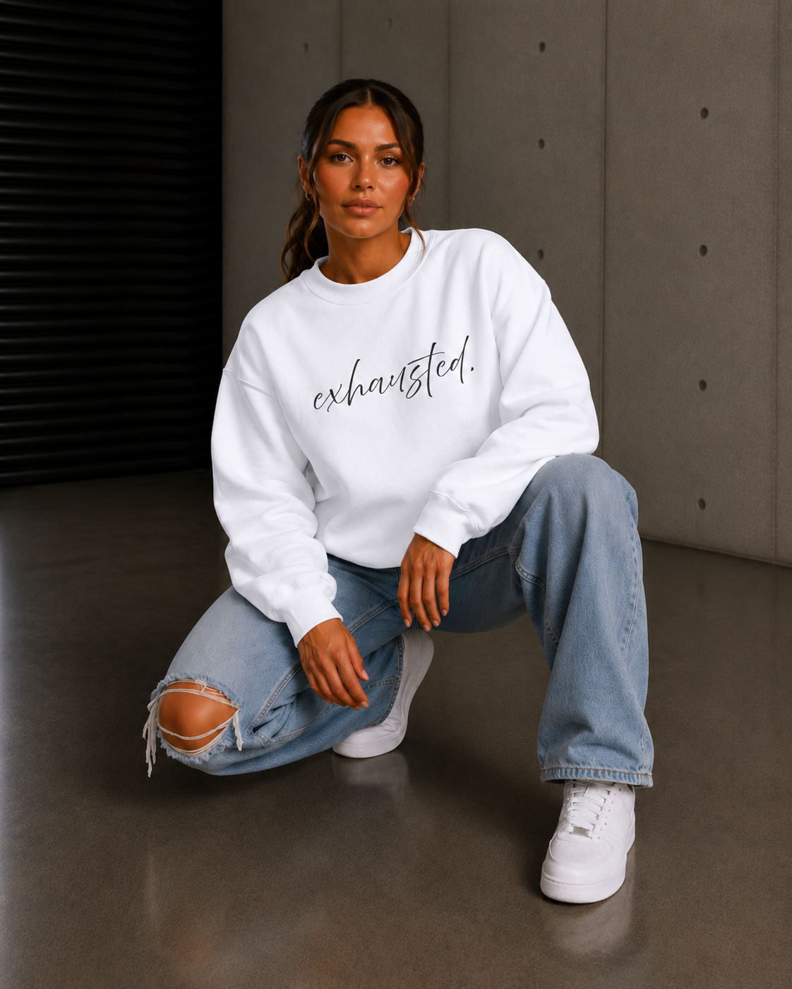 Exhausted. Crewneck