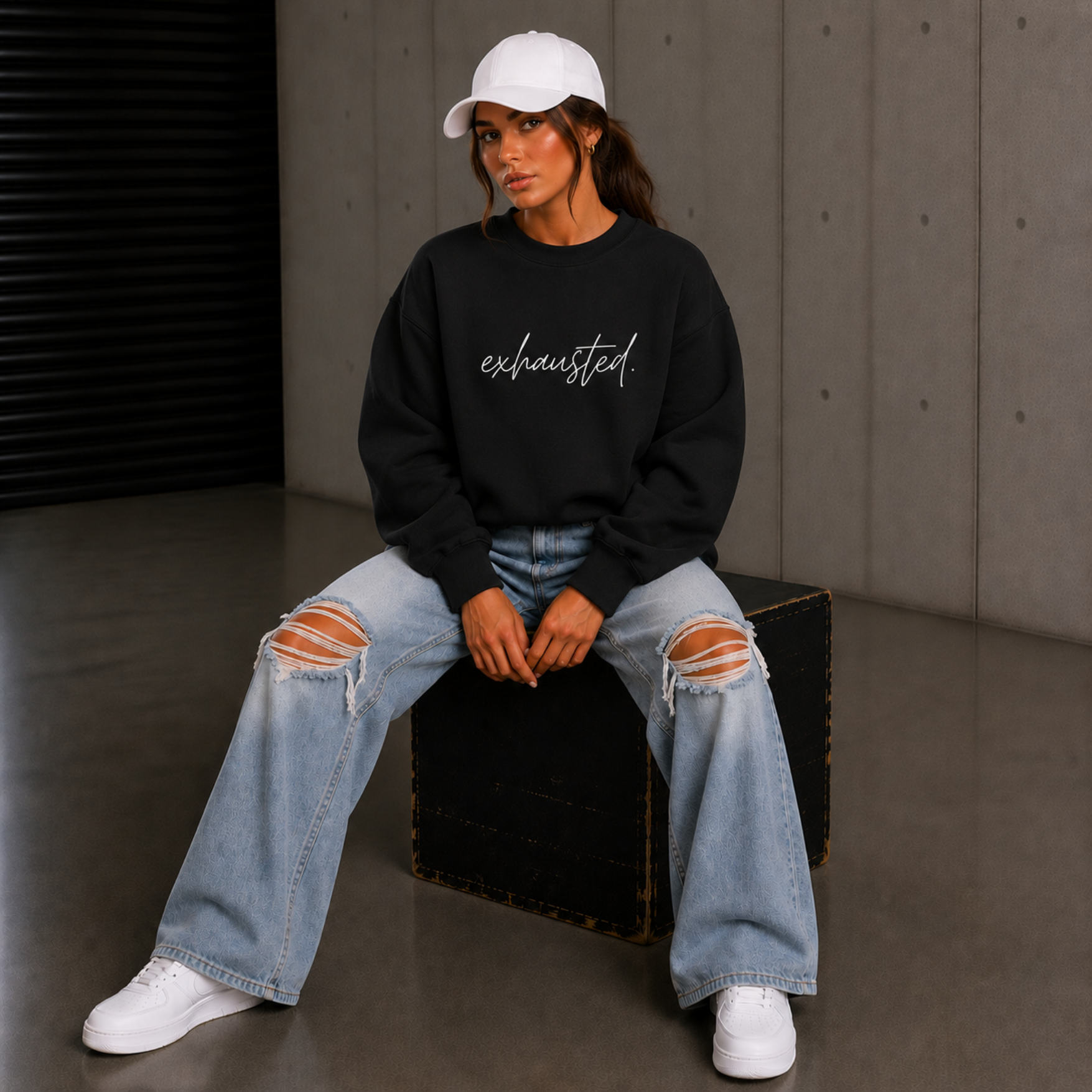 Exhausted. Crewneck